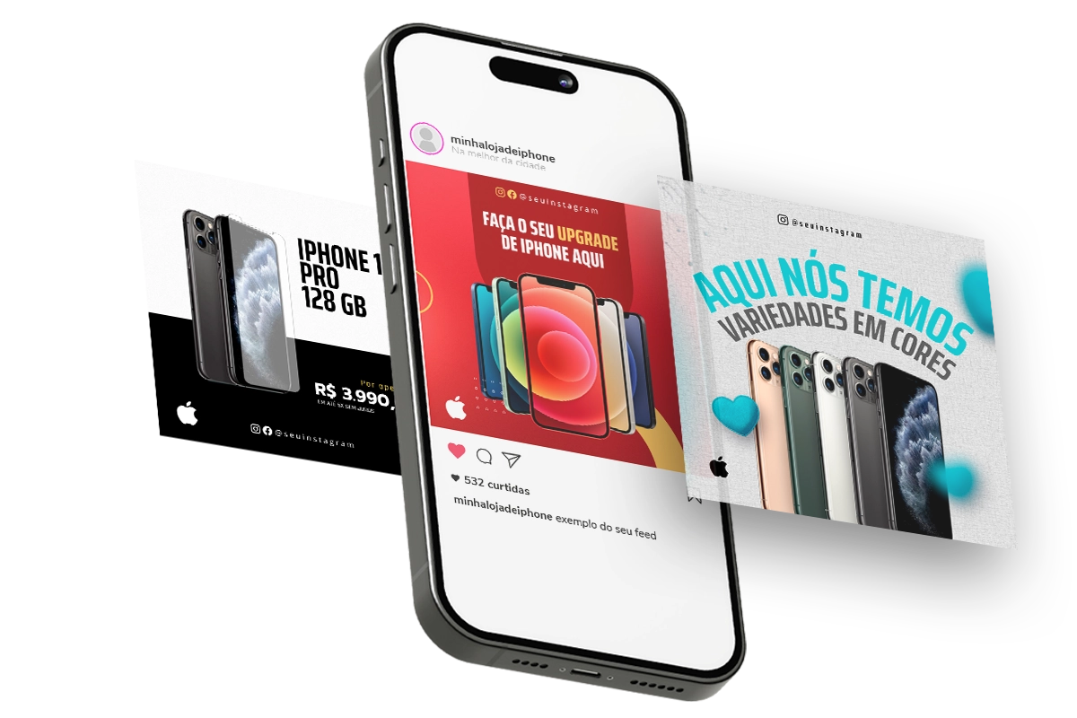 Prévia das postagens do pack no iPhone